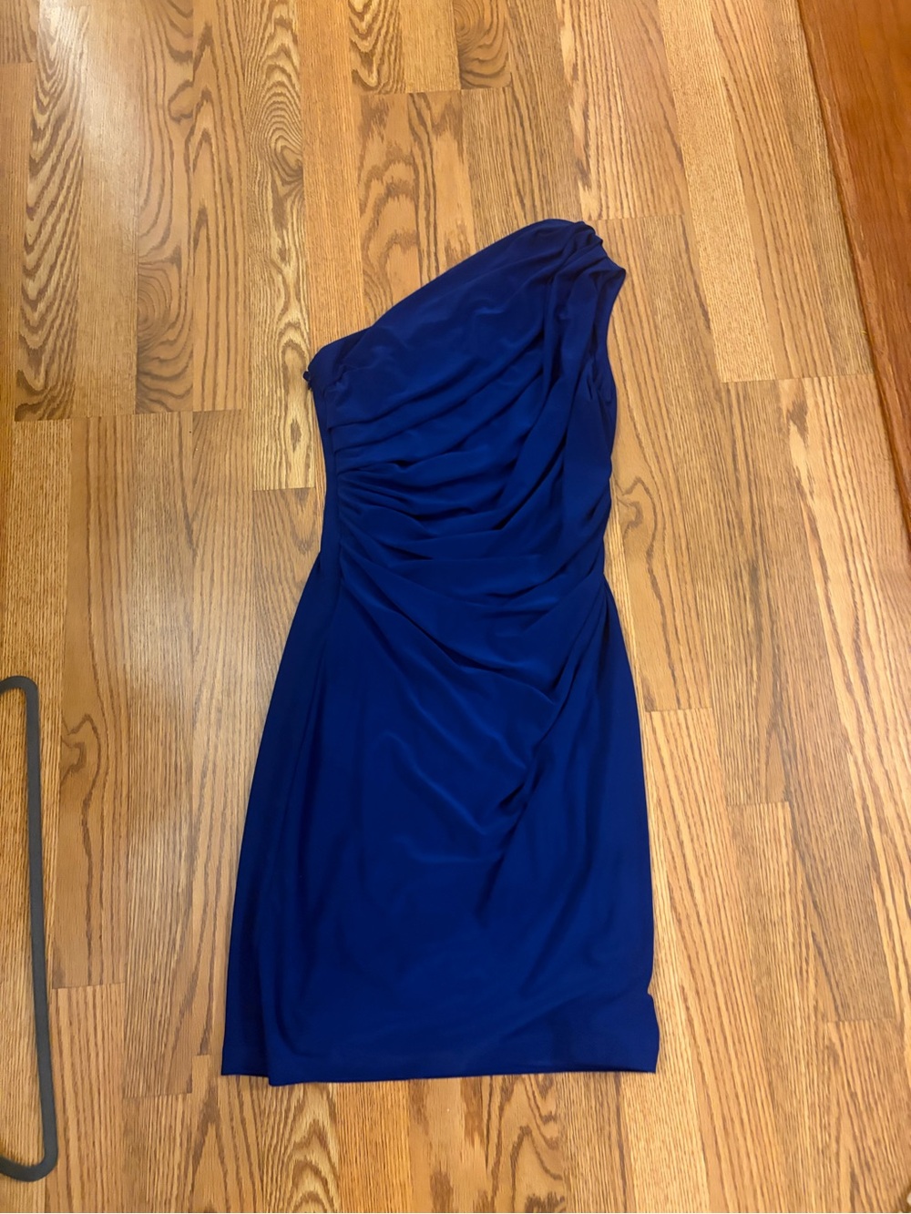 Evan-Picone One-Shoulder Royal Blue Ruched Cocktail Dress